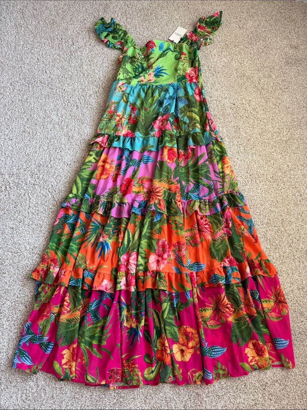 AVARA: Ivy Dress Bright Green Floral Maxi Dress